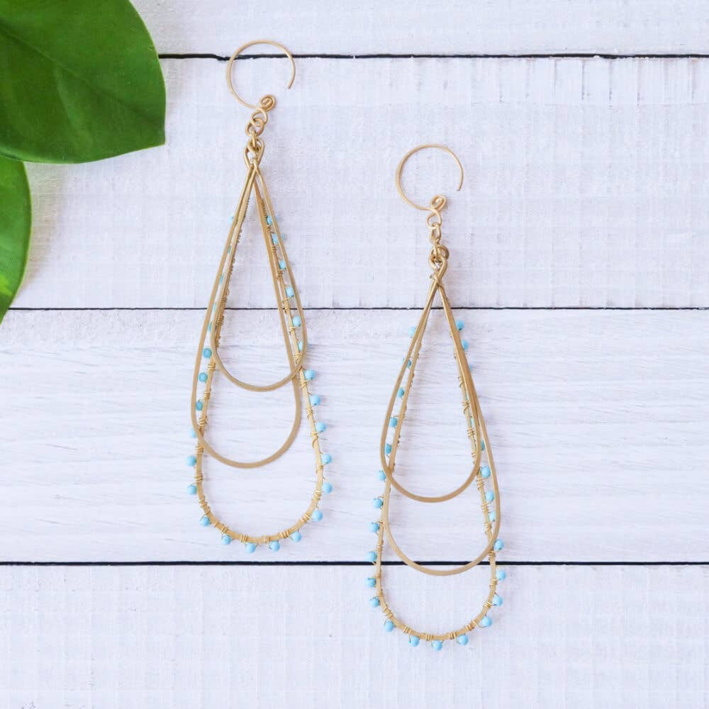 Triple Brass Teardrop Earrings