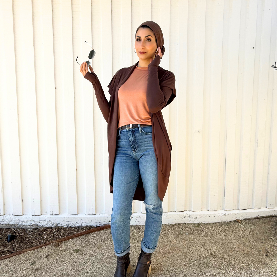 Hoodie Cardigan- Espresso*