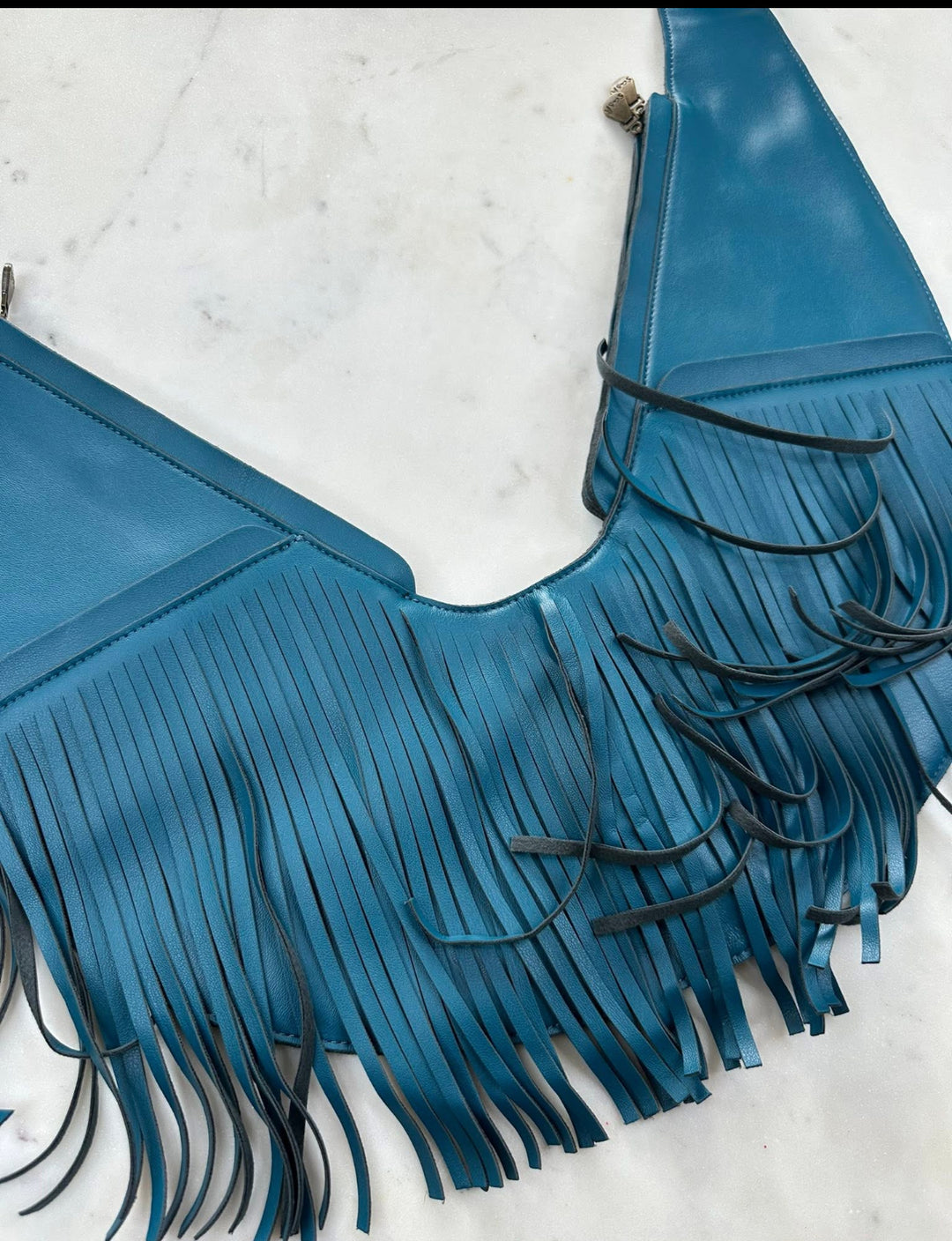 Peacock Proud Faux Leather Fringe Sash Bag
