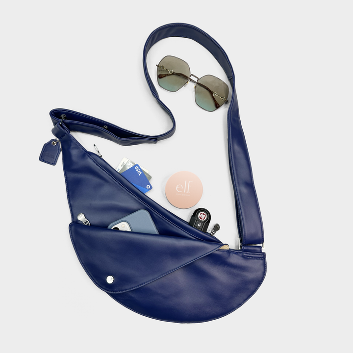 Blue Blaze Faux Leather Half Sash Bag