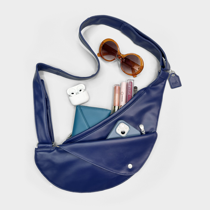 Blue Blaze Faux Leather Half Sash Bag