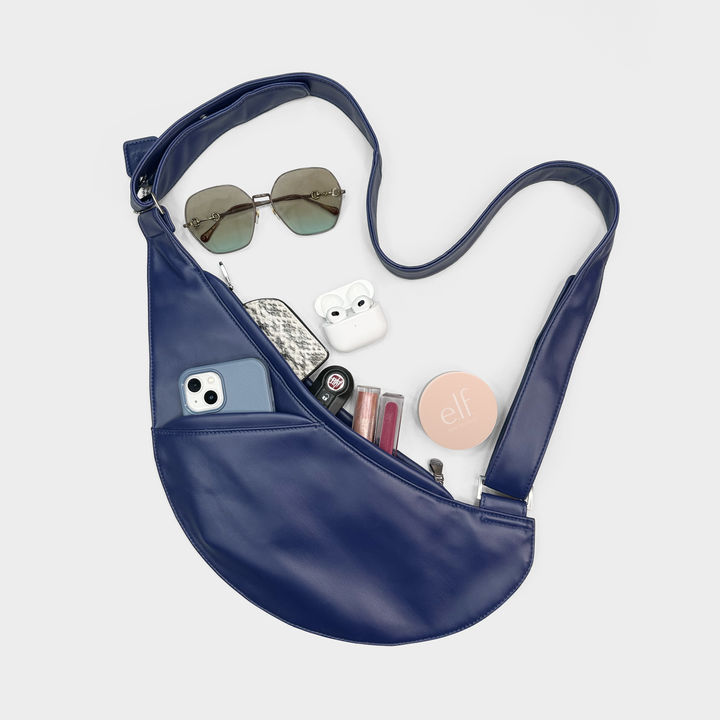 Blue Blaze Faux Leather Half Sash Bag