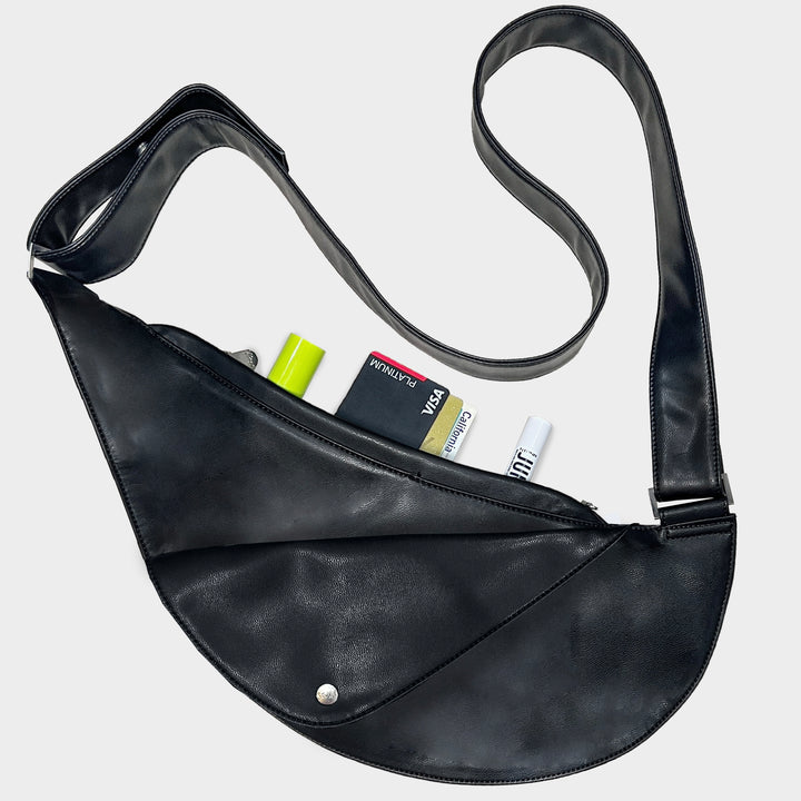 Black Half Sash Faux Leather