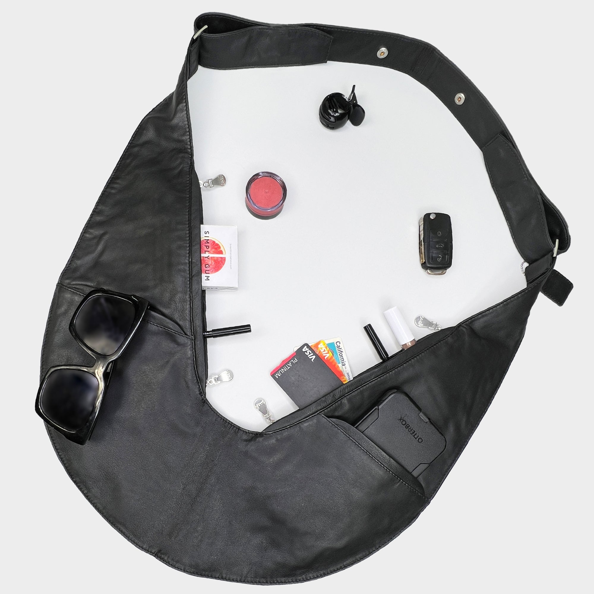 black leather sling backpack purse (LIVE) Black Leather Sash Bag
