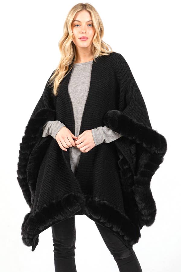 Faux Fur Cape Cardigan