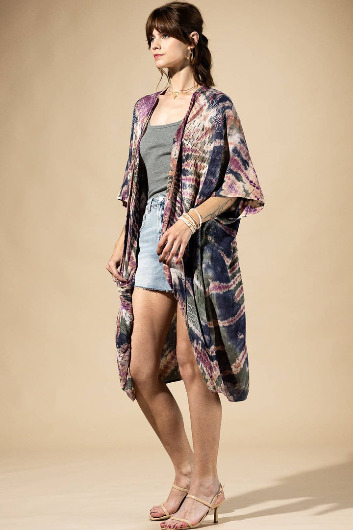 Midnight Moss Tie-Dye Kimono