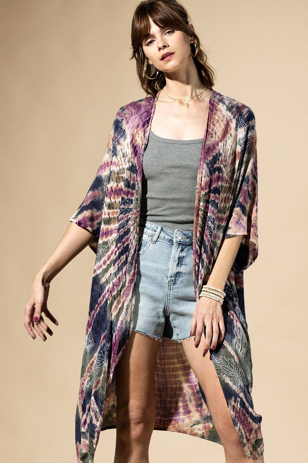 Midnight Moss Tie-Dye Kimono