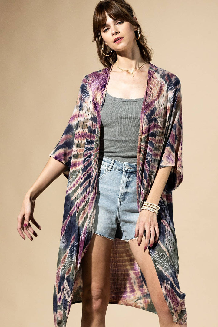 Midnight Moss Tie-Dye Kimono