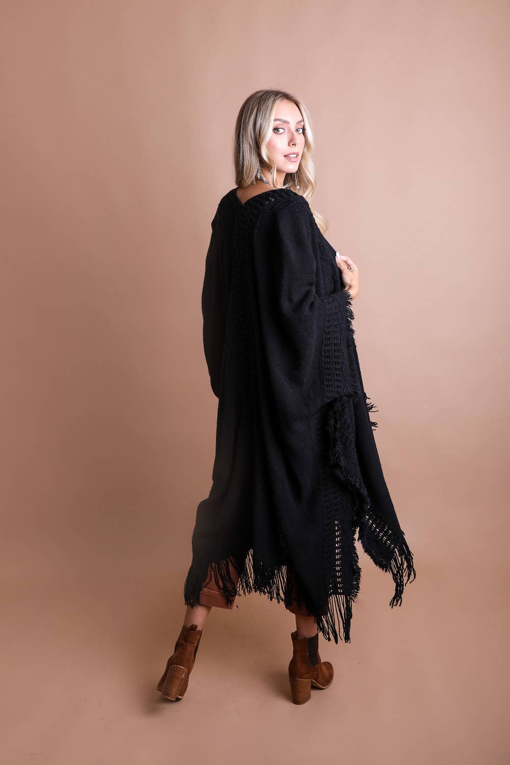 Frayed Border Ruana