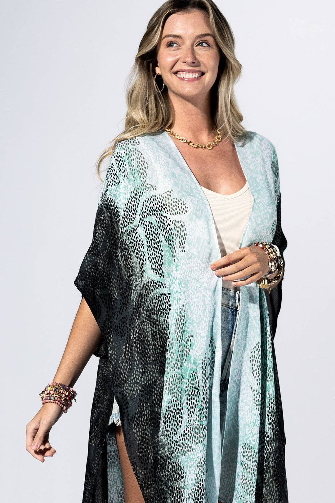 Green Flower Kimono