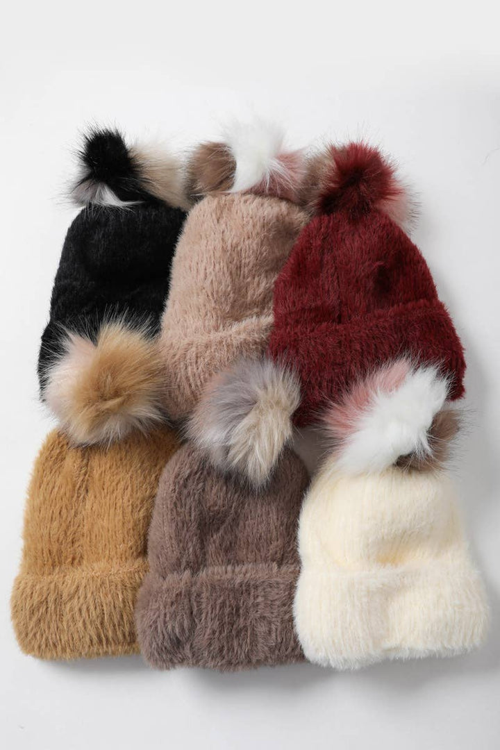 Faux Mohair Knit Beanie