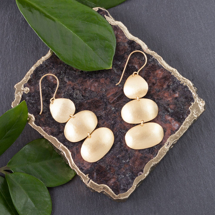 Brushed Brass Triple Pod Earring