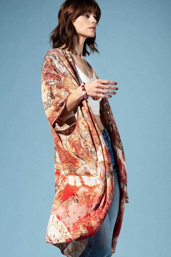 Antique Earth Tie-Dye Kimono