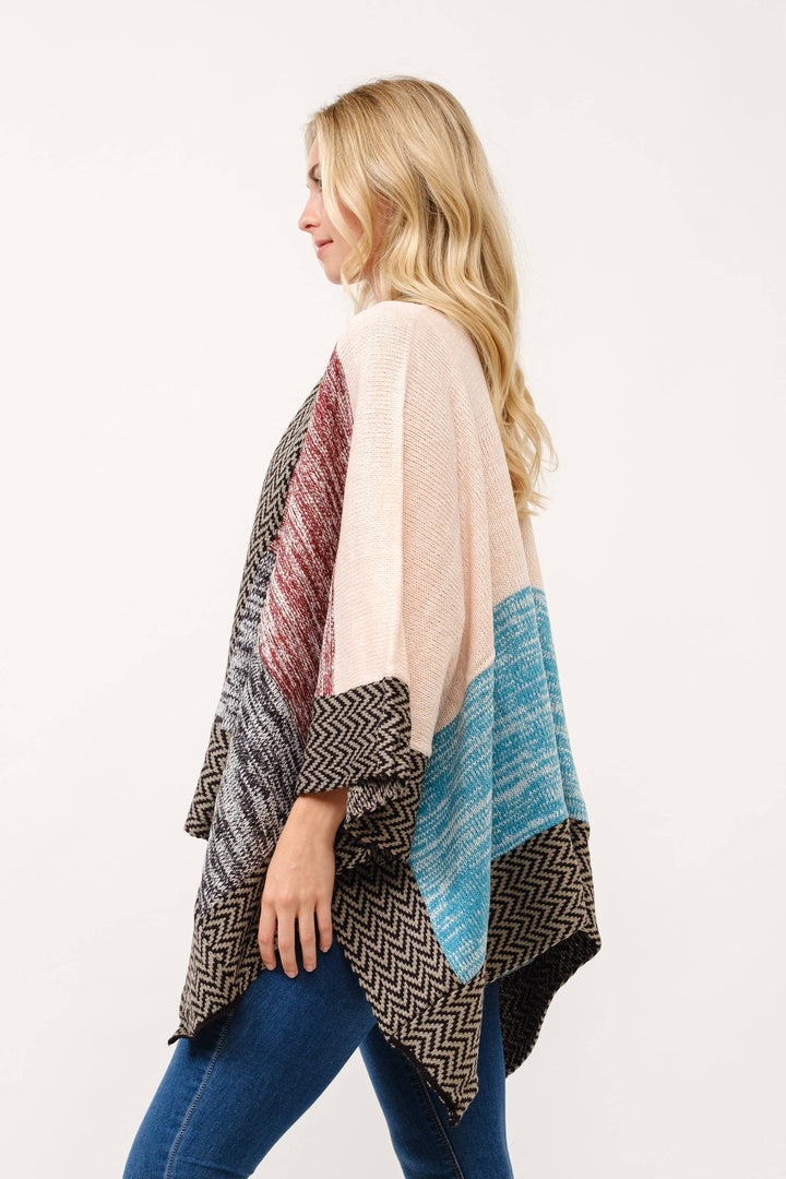 Elin Contrast Ruana Cardigan