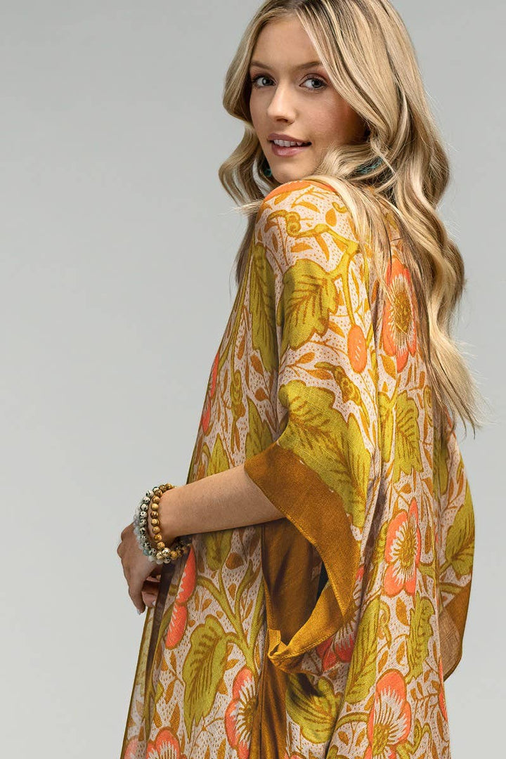 Retro Floral Print Kimono
