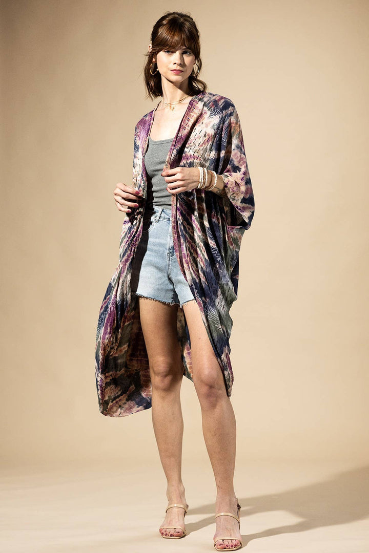 Midnight Moss Tie-Dye Kimono