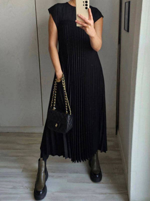 A-Line High Waisted Pleated Dresses
