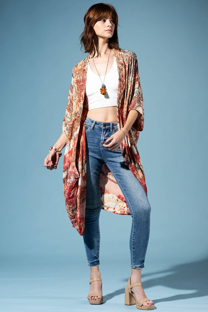 Antique Earth Tie-Dye Kimono