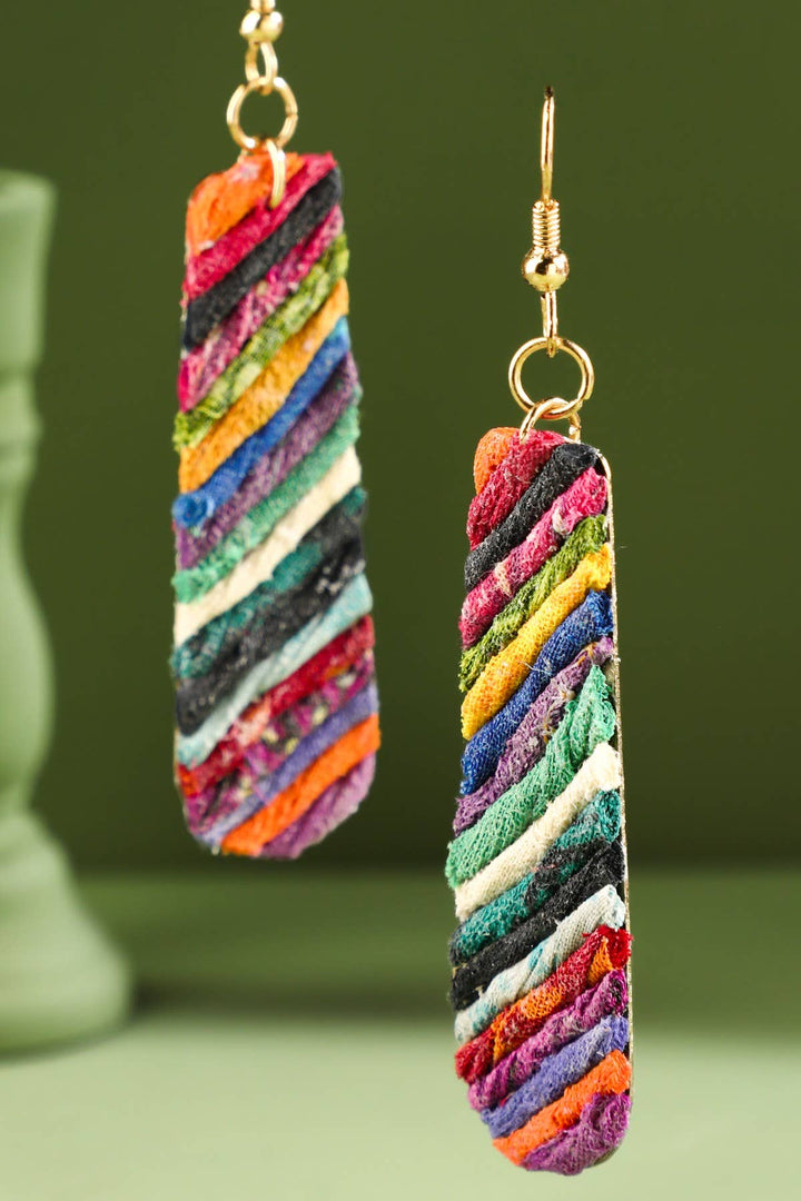 Brass Wrapped Cotton Dangle Earrings