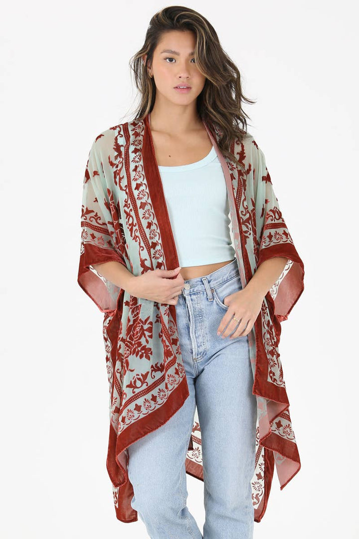 Burnout Velvet Kimono