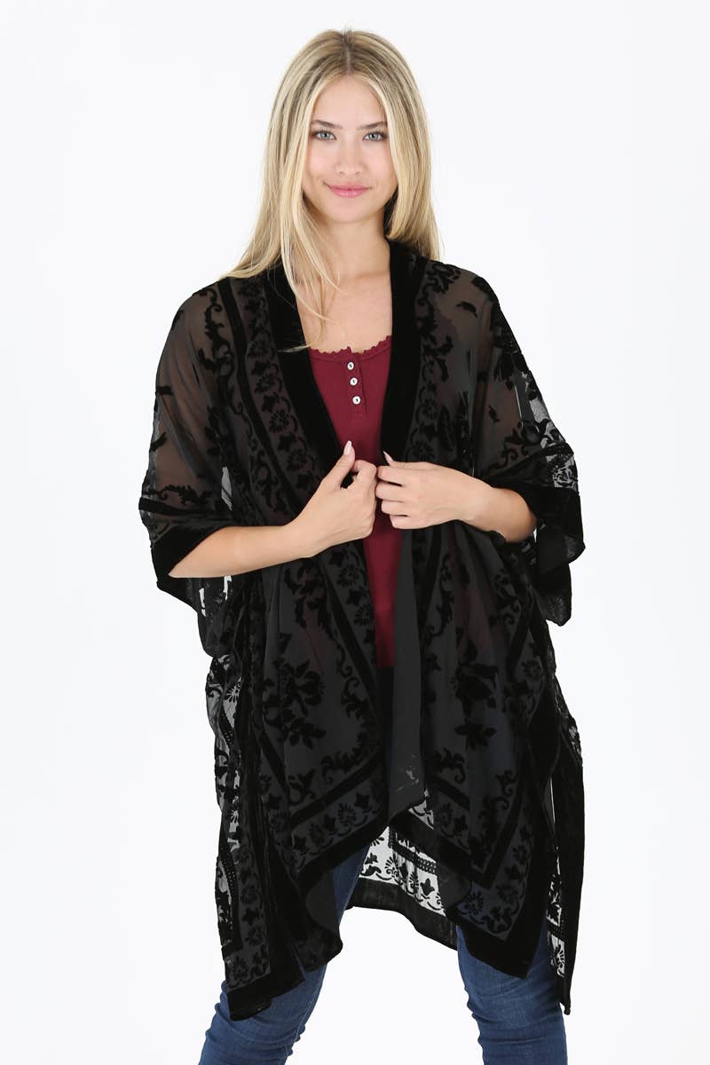 Burnout Velvet Kimono