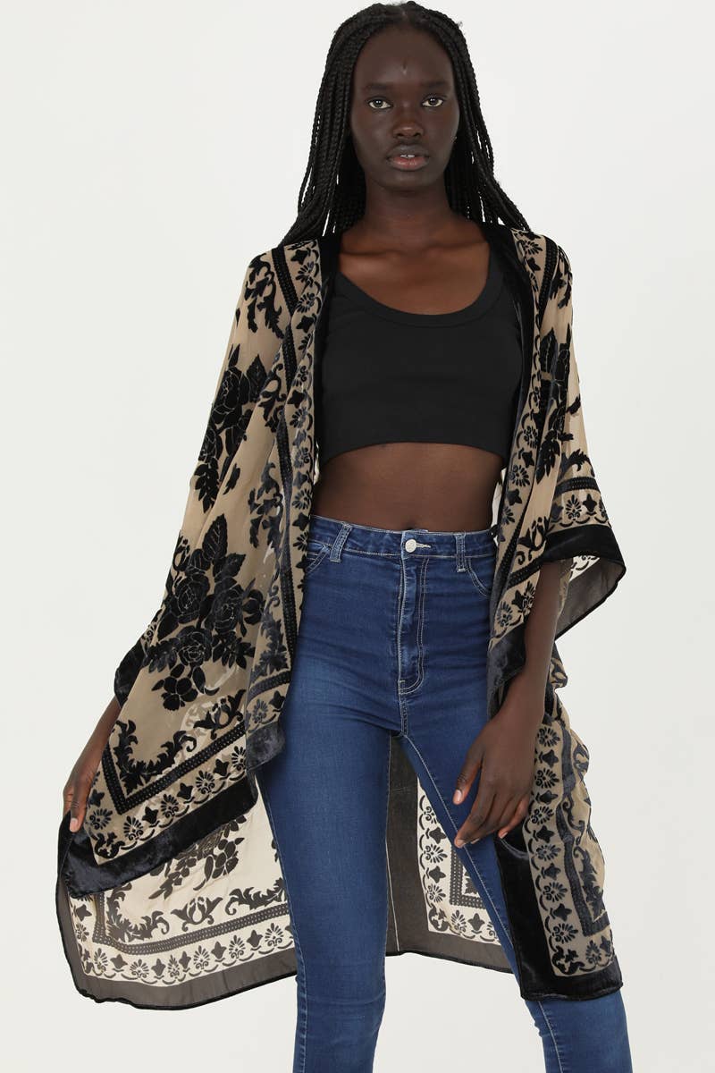 Burnout Velvet Kimono