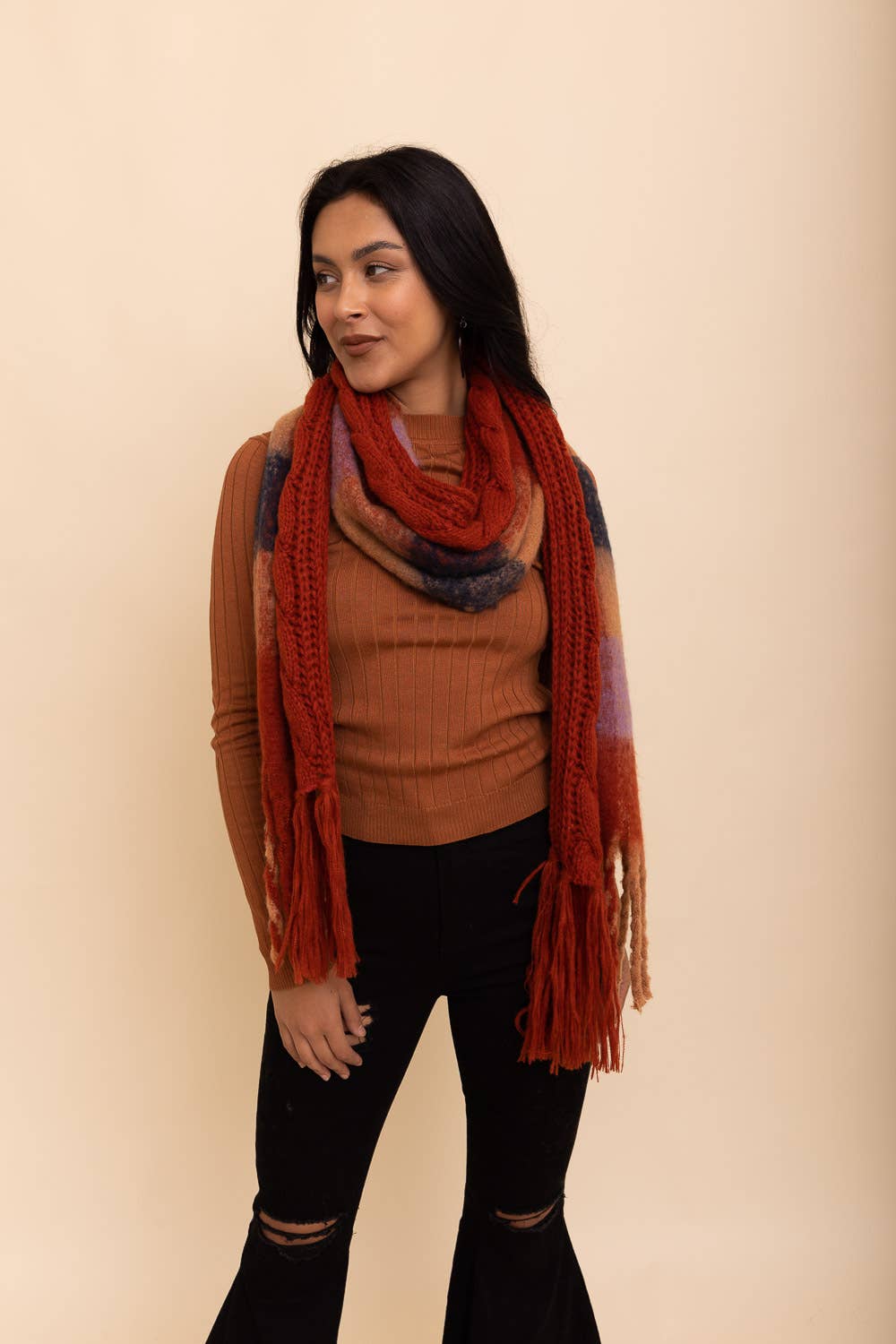 Cozy Knit Scarf w/ Tassels