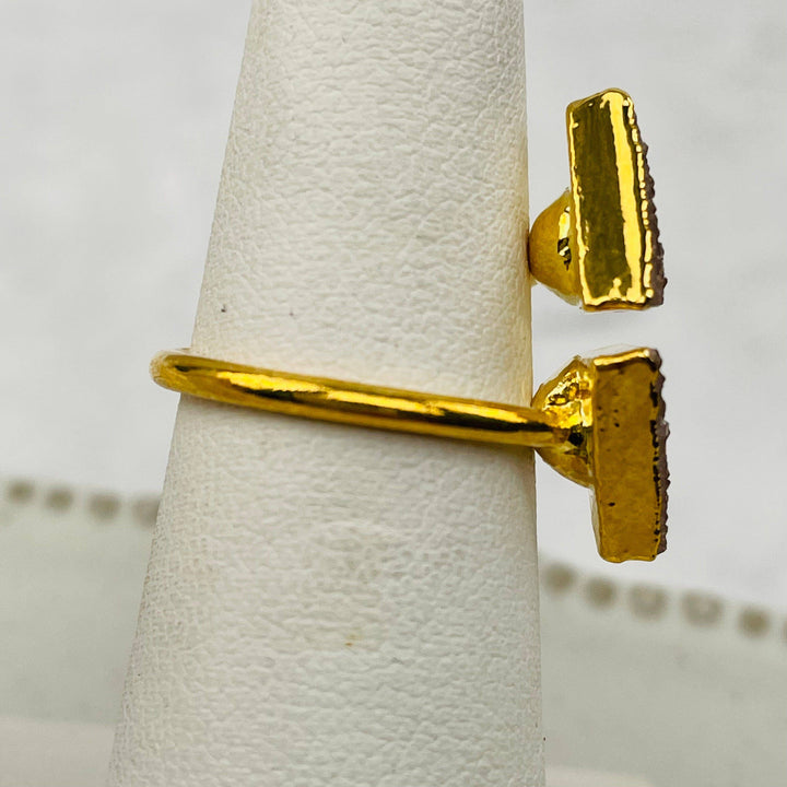 Double Triangle Druzy Ring