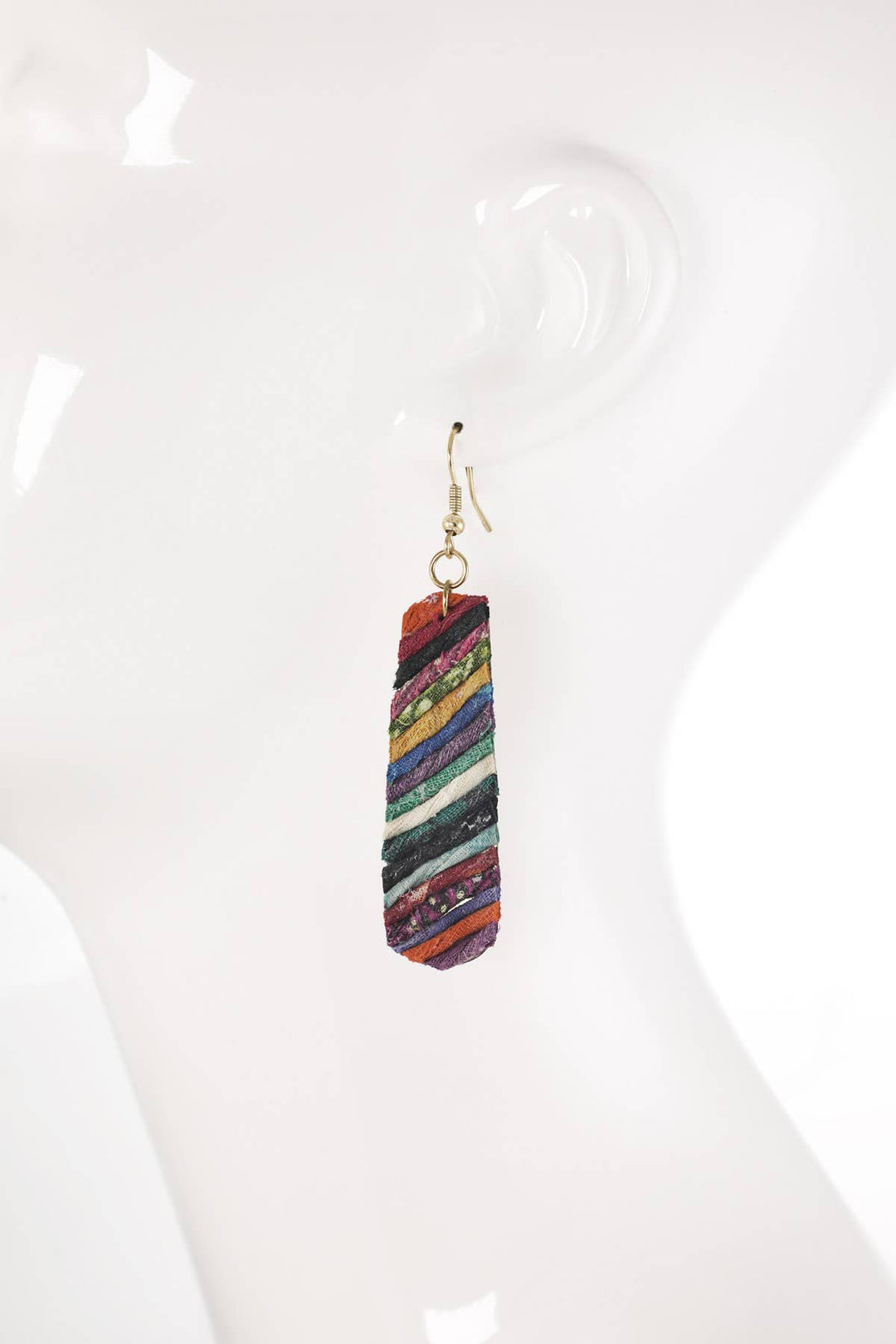 Brass Wrapped Cotton Dangle Earrings
