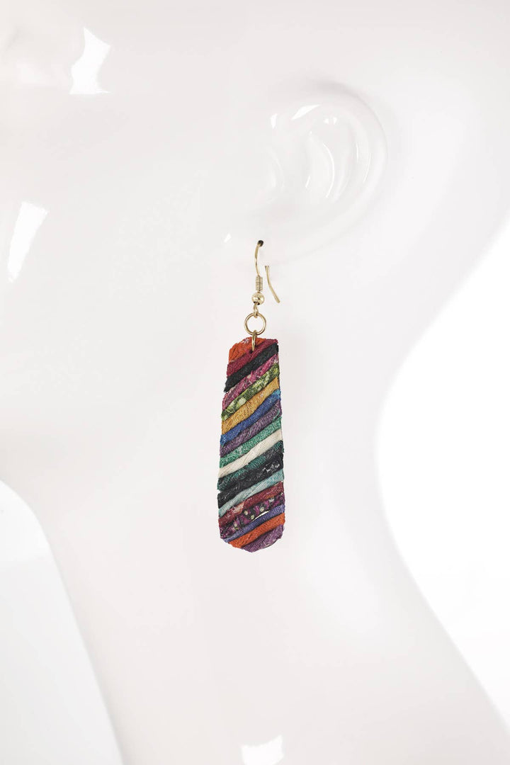Brass Wrapped Cotton Dangle Earrings