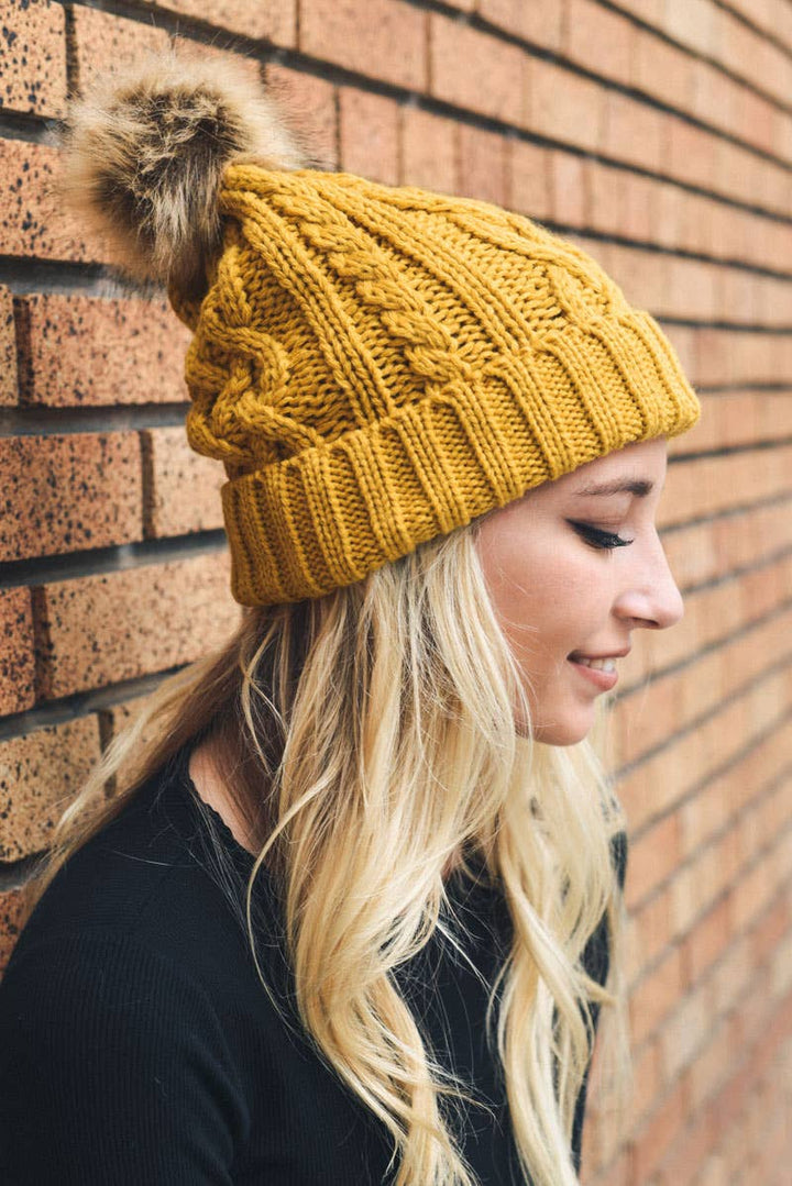 Fur Pom Knit Beanie