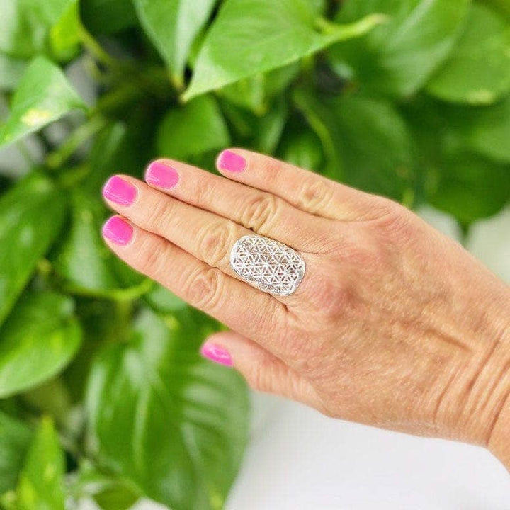 Crystal Flower of Life Ring