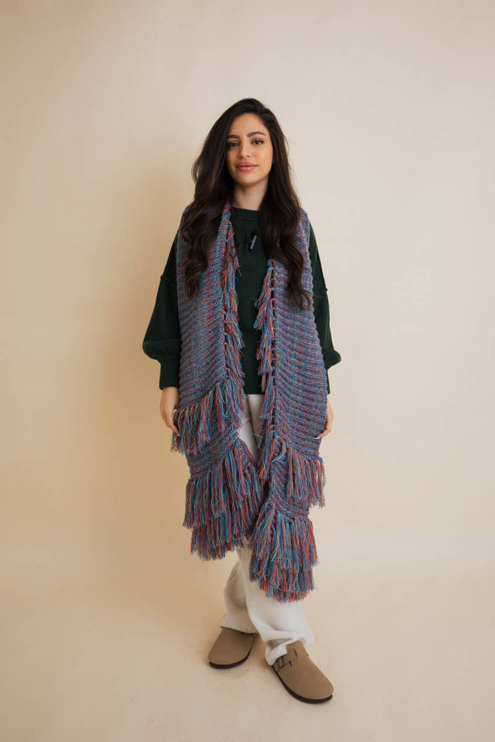 Fluffy Knit Fringe Scarf