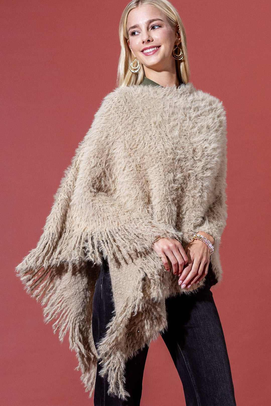 Shaggy Fringed Poncho