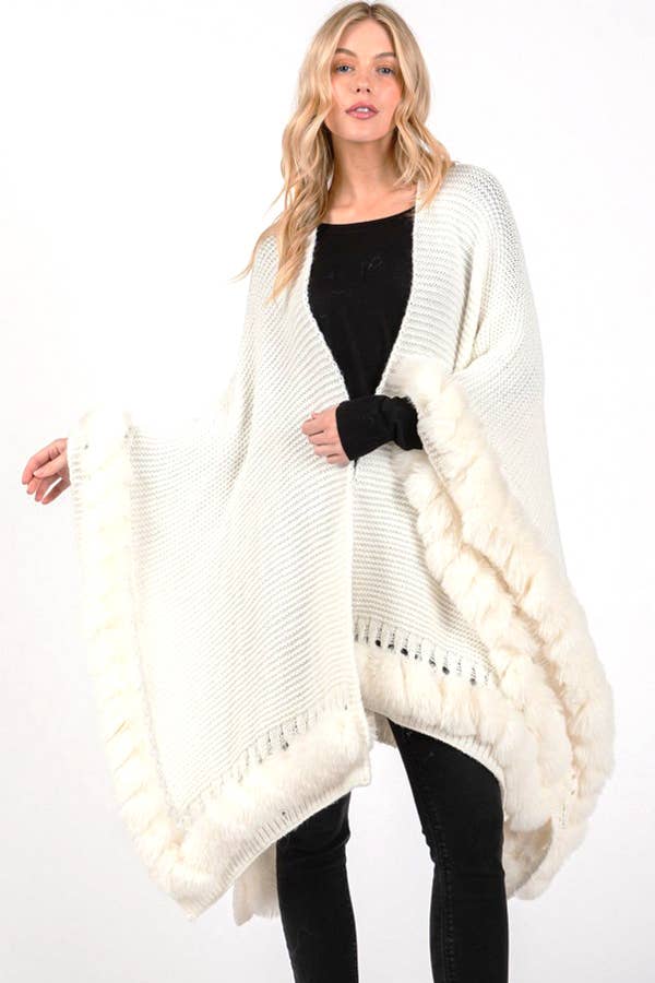 Faux Fur Cape Cardigan