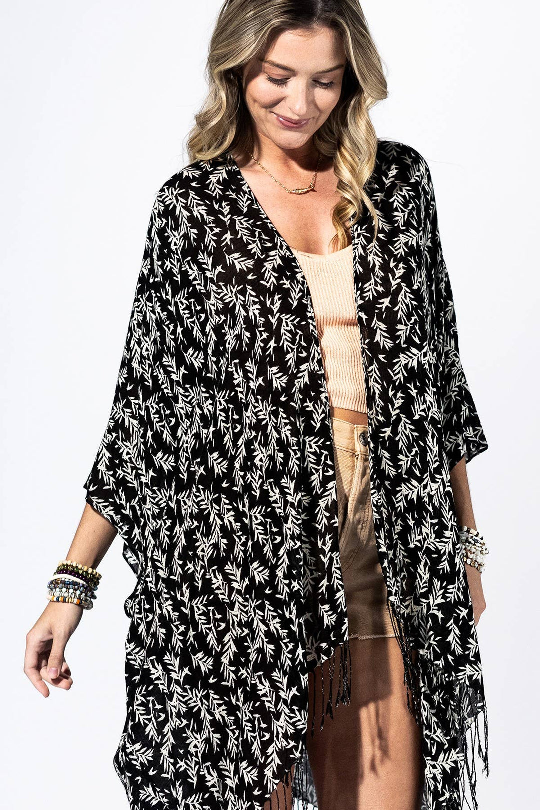 Noir Vine Fringe Kimono