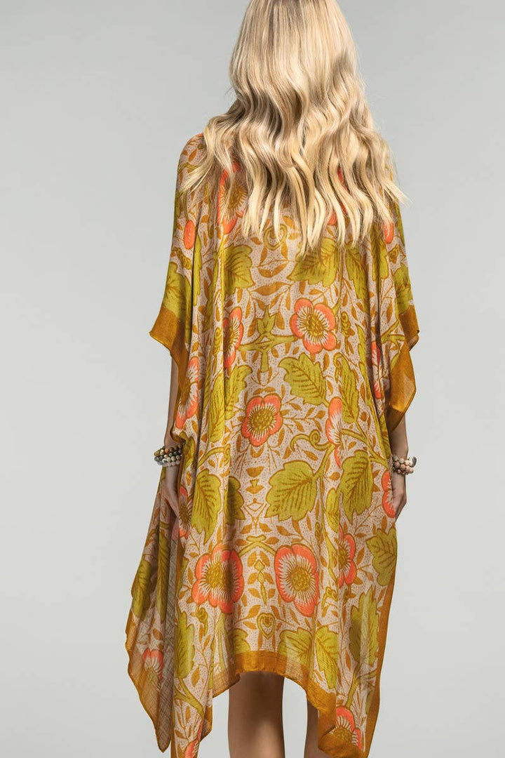 Retro Floral Print Kimono
