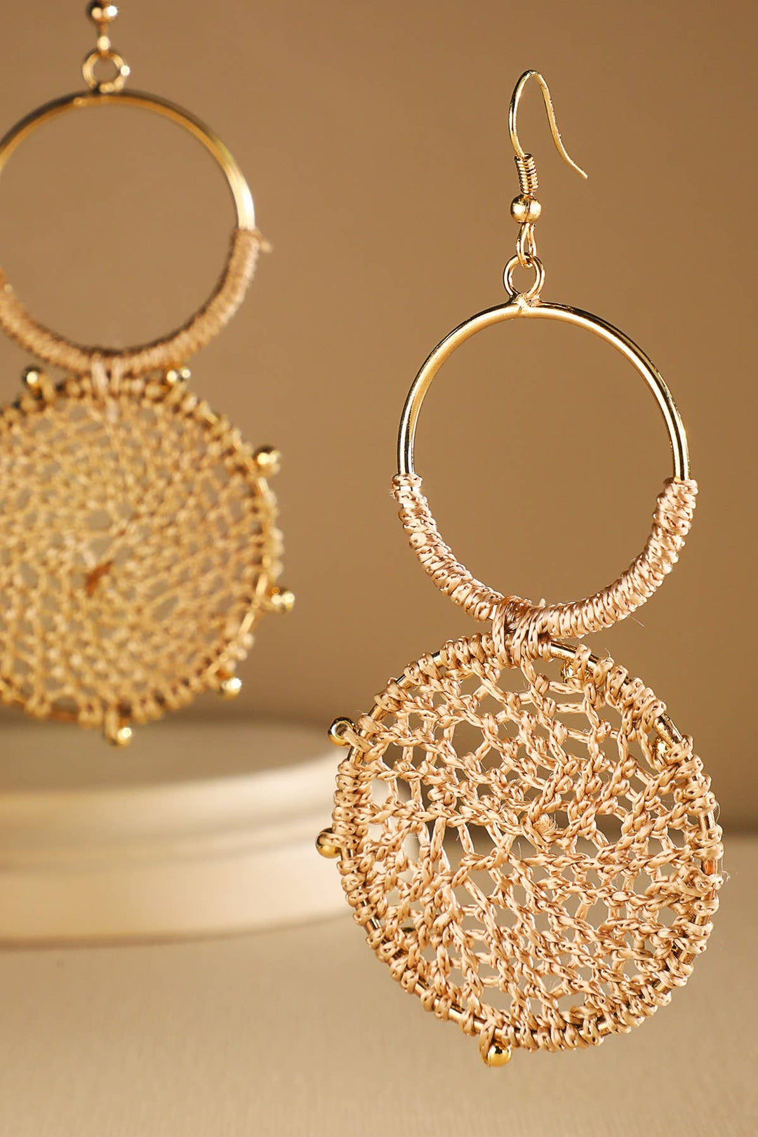 Knitted Round Earrings
