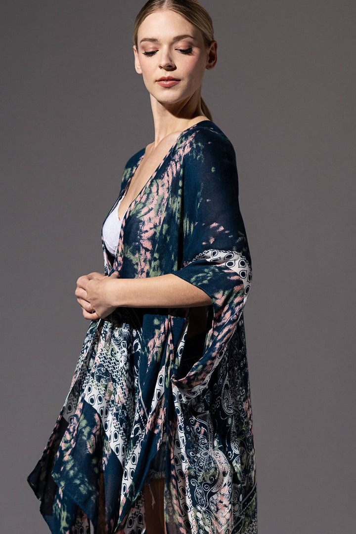 Tie-Dye Geometric Kimono