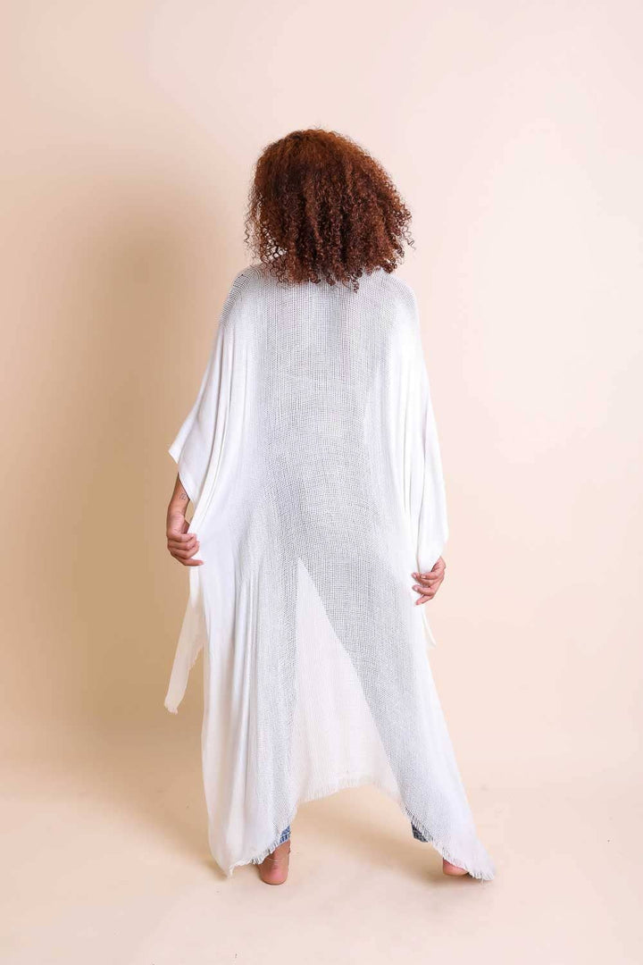 Breezy Beauty: Frayed Trim Kimono Summer Cover-Up 🪭