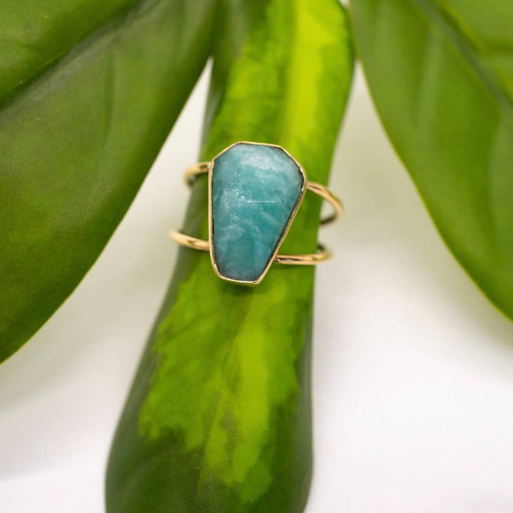 Brass Amazonite Ring