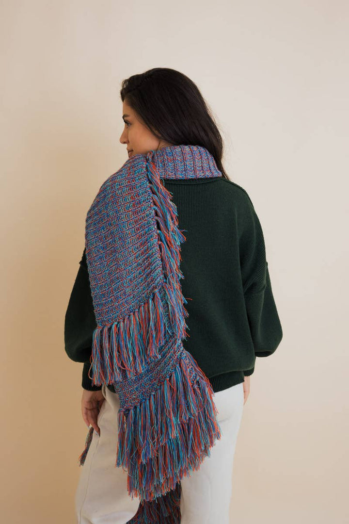 Fluffy Knit Fringe Scarf