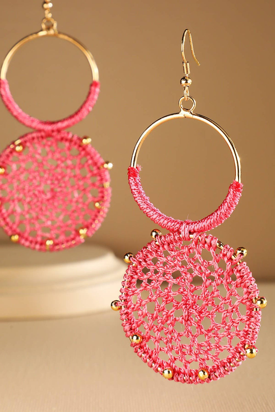 Knitted Round Earrings