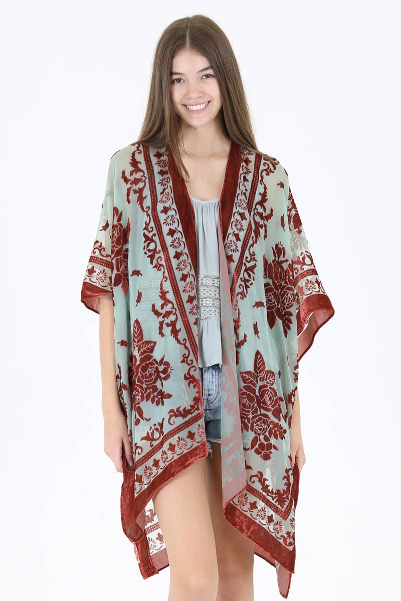 Burnout Velvet Kimono