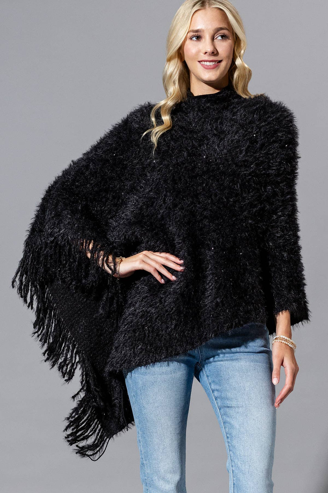 Shaggy Fringed Poncho
