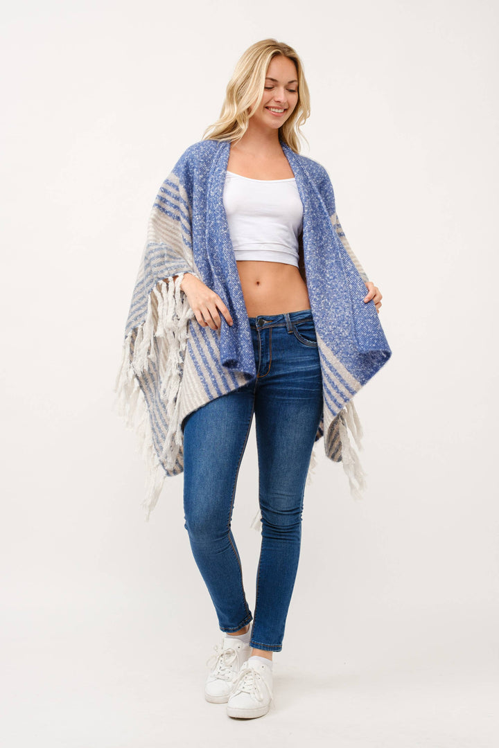 Ana Striped Tassel Wrap