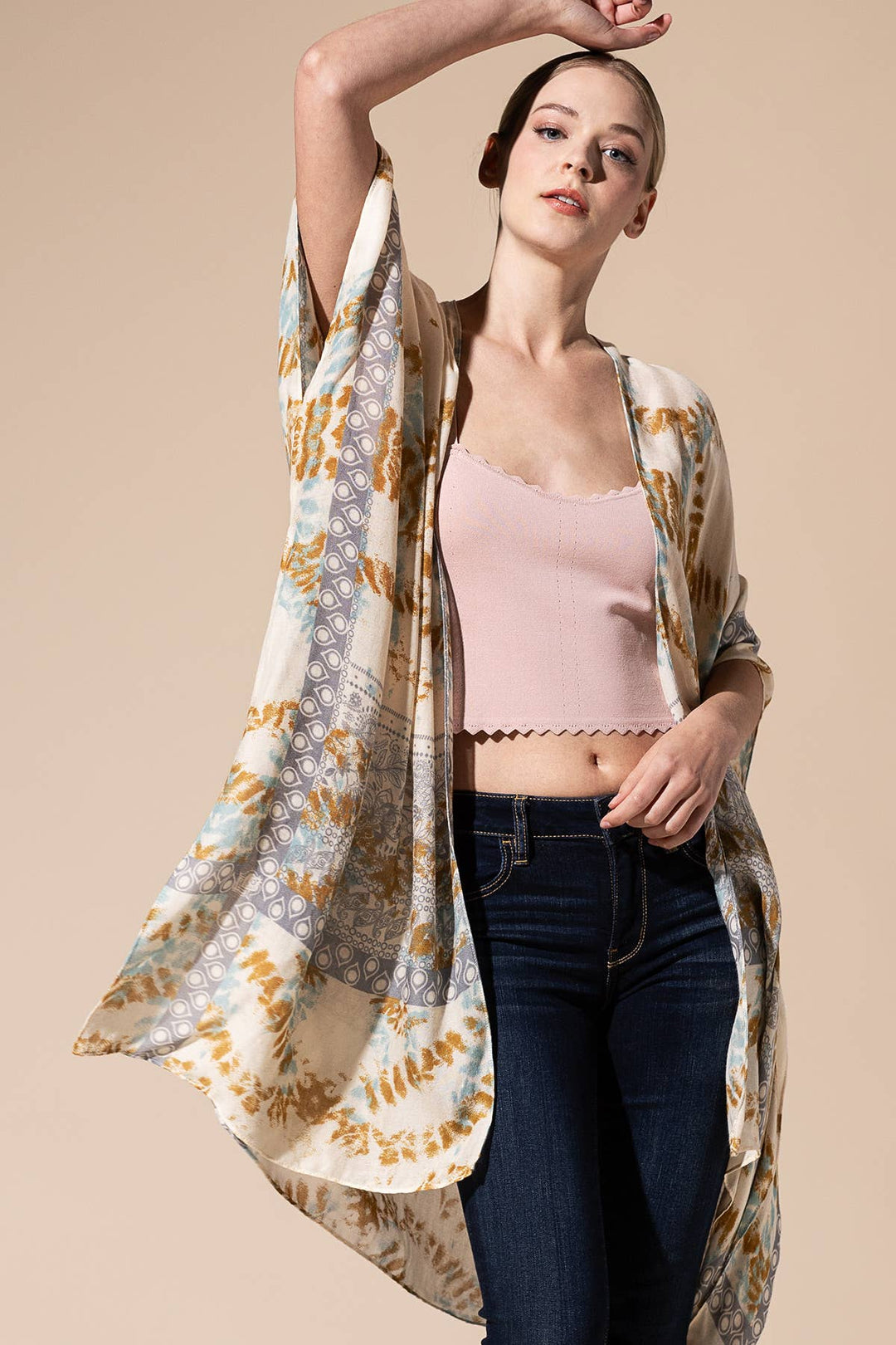 Tie-Dye Geometric Kimono