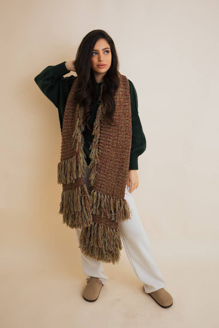 Fluffy Knit Fringe Scarf