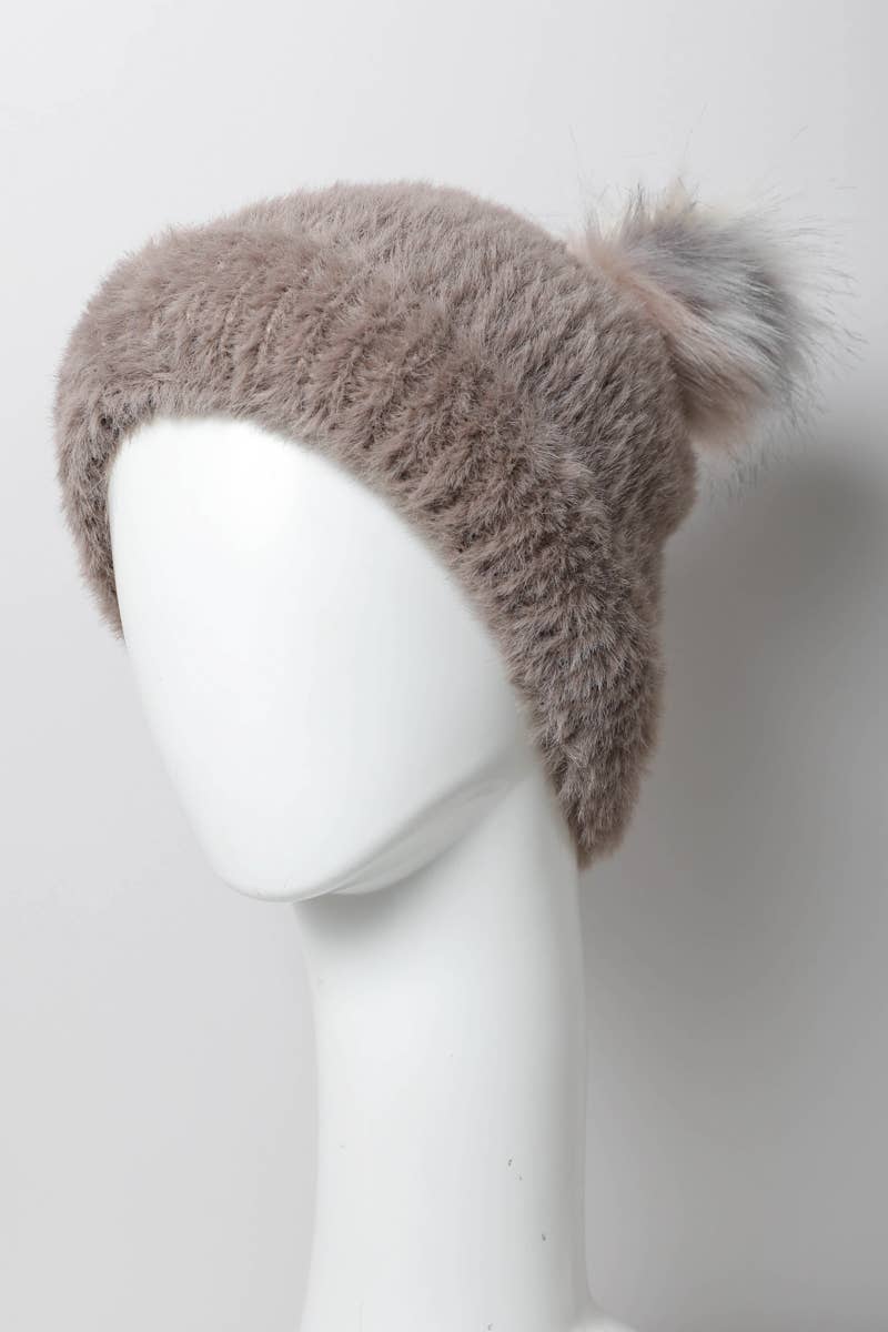 Faux Mohair Knit Beanie