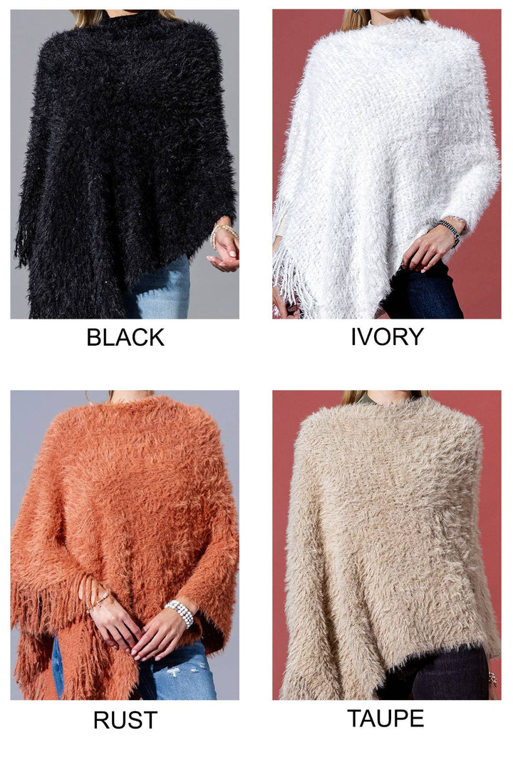 Shaggy Fringed Poncho